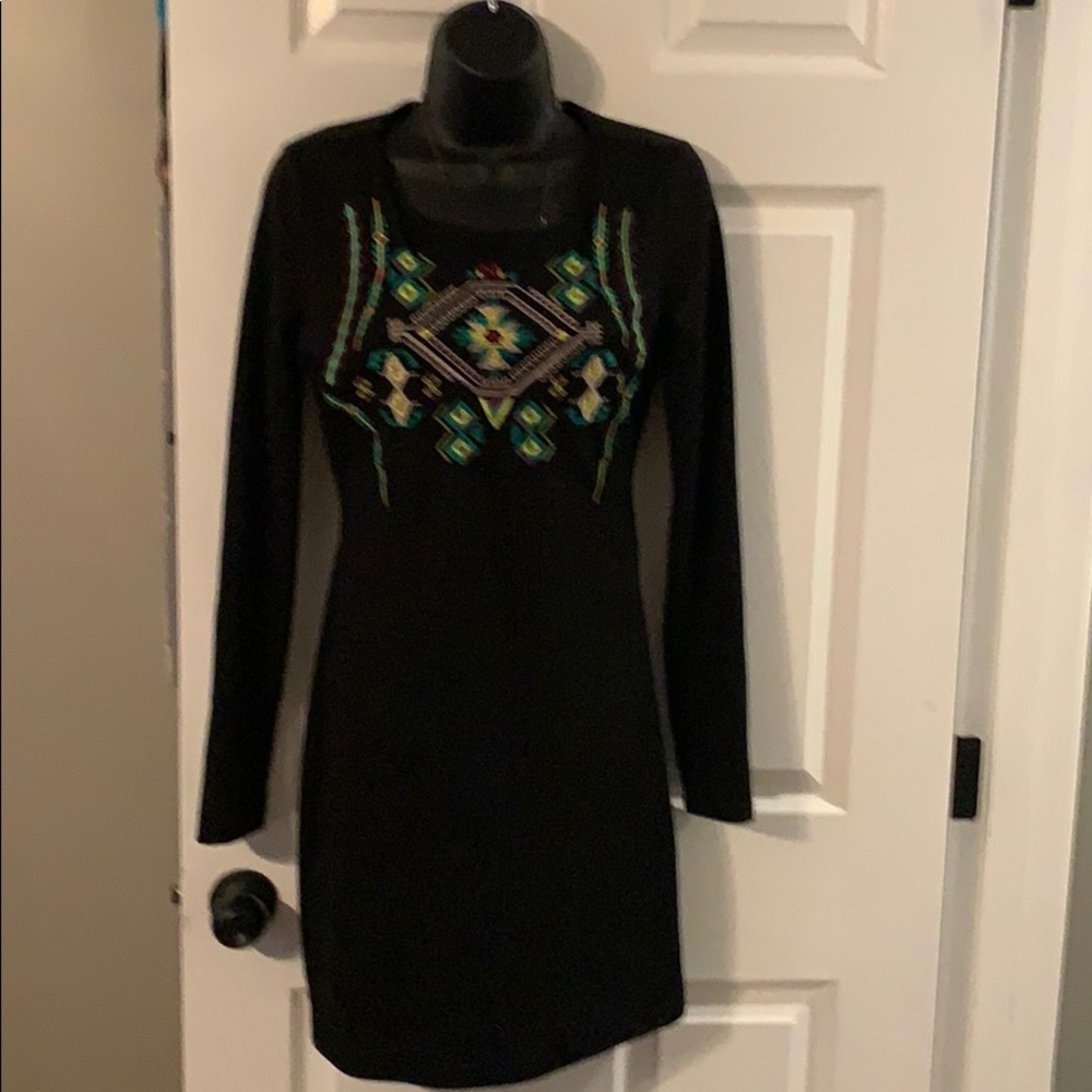GB embroidered long sleeved dress